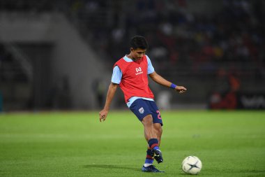 Bangkok-thailand-15 oct 2019: Supanat mueanta player of thailand in action during fifa world cup qatar 2022 against UAE at thammasart stadium, thailand