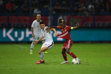 Bangkok-thailand-10oct2019:Supachai jaided player of thailand in action during friendly match against congo at leo stadium,thailand