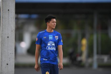Buriram-Thailand-3Jun2019:Pansa hemviboon player of thailand in action during training before tournament king cup 2019 at buriram academ