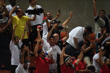 Bangkok-thailand- 15 oct 2019:Unidentified fan of UAE congratulation for goal during fifa world cup qatar 2022 against UAE at thammasart stadium, Thailand