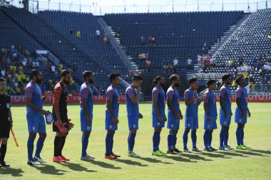 Buriram-Thailand-8 Jun 2019: Player of india in action during kings cup match between thailand against india at chang arena, buriram, thailand