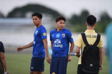Buriram-Thailand-3Jun2019:Thitipan puangjan player of thailand in action during training before tournament king cup 2019 at buriram academ