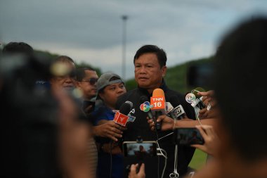 Buriram-Thailand-6 Jun 2019: Sirasak yodyadthai head coach of Thailand in action during training before match again India at camp buriram united, thailand