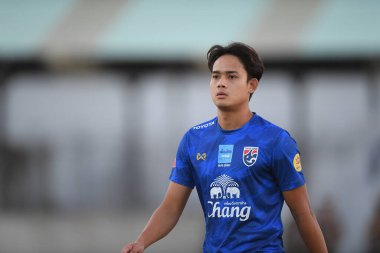 Buriram-Thailand-3Jun2019:Peerapat notechaiya player of thailand in action during training before tournament king cup 2019 at buriram academ