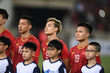 Hanoi-Vietnam-19Nov2019:NGUYEN VAN TOAN #9 Player of Vietnam during fifa world cup qatar 2022 against Vietnam at My dinh stadium,Vietnam