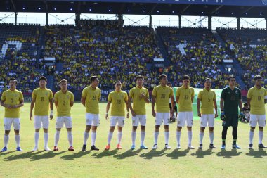 Buriram-Thailand- 8 Jun 2019: Player of thailand in action during kings cup match between thailand against india at chang arena, buriram, thailand
