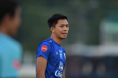 Buriram-Thailand-3Jun2019:Pansa hemviboon player of thailand in action during training before tournament king cup 2019 at buriram academ
