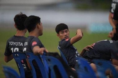 Buriram-Thailand-6 Jun 2019: Sarach yooyen Player of Thailand in action during training before match again India at camp buriram united, thailand