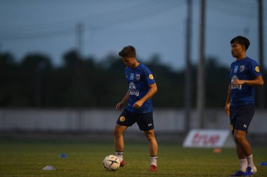 Buriram-Thailand-3Jun2019:Theerathon bunmathan player of thailand in action during training before tournament king cup 2019 at buriram academ