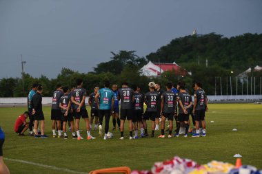 Buriram-Thailand-6 Jun 2019: Player of Thailand in action during training before match again India at camp buriram united, thailand