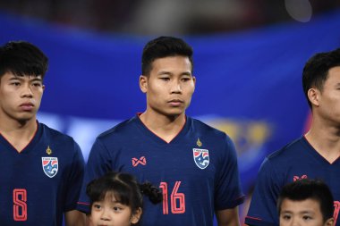 Hanoi-Vietnam-19Nov2019:Pitiwat sukjitthammakul Player of thailand during fifa world cup qatar 2022 against Vietnam at My dinh stadium,Vietnam