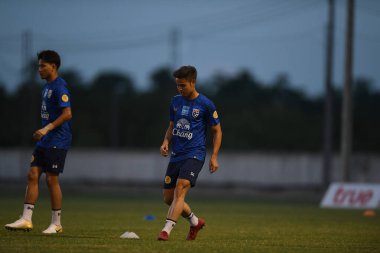 Buriram-Thailand-3Jun2019:Theerathon bunmathan player of thailand in action during training before tournament king cup 2019 at buriram academ