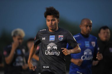 Buriram-Thailand-6 Jun 2019: Thitipan puangjan Player of Thailand in action during training before match again India at camp buriram united, thailand