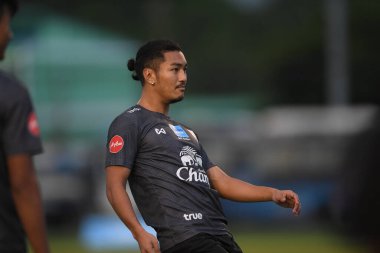 Buriram-Thailand-6 Jun 2019: Adisorn promrak Player of Thailand in action during training before match again India at camp buriram united, thailand