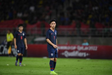 Bangkok-thailand- 15 oct 2019:Supachok sarachart player of Thailand in action during fifa world cup qatar 2022 against UAE at thammasart stadium, Thailand