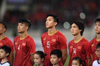 Hanoi-Vietnam-19Nov2019:DOAN VAN HAU #5 Player of Vietnam during fifa world cup qatar 2022 against Vietnam at My dinh stadium,Vietnam