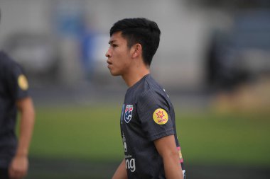 Buriram-Thailand-6 Jun 2019: Picha uttra Player of Thailand in action during training before match again India at camp buriram united, thailand