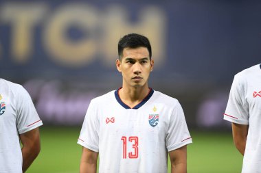 Bangkok-thailand-10oct2019:Nitipong selanon player of thailand in action during friendly match against congo at leo stadium,thailand