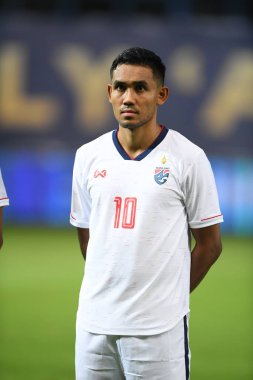 Bangkok-thailand-10oct2019:Teerasil dangda player of thailand in action during friendly match against congo at leo stadium,thailand