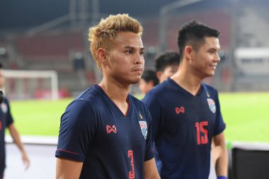 Bangkok-thailand- 15 oct 2019: Theerathon bunmatan player of Thailand in action during fifa world cup qatar 2022 against UAE at thammasart stadium, Thailand
