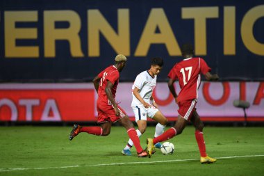 Bangkok-thailand-10oct2019:Supanut mueanta player of thailand in action during friendly match against congo at leo stadium,thailand