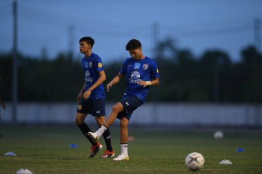 Buriram-Thailand-3Jun2019:Thitipan puangjan player of thailand in action during training before tournament king cup 2019 at buriram academ