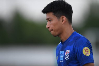Buriram-Thailand-3Jun2019:Tanaboon kesarat player of thailand in action during training before tournament king cup 2019 at buriram academ