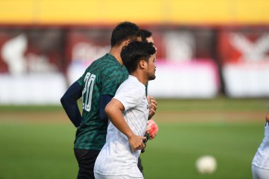 Bangkok-Thailand-Mar18,2019:Kroekrit taweekan Player of thailand in action during training before fifa day at boonyajinda stadium,thailand