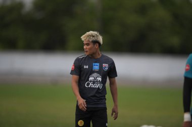 Buriram-Thailand-6 Jun 2019: Peeradol chamratsamee Player of Thailand in action during training before match again India at camp buriram united, thailand