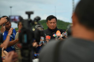 Buriram-Thailand-6 Jun 2019: Sirasak yodyadthai head coach of Thailand in action during training before match again India at camp buriram united, thailand