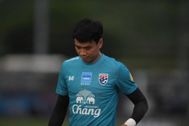 Buriram-Thailand-6 Jun 2019:Siwarak tedsuenoun Player of Thailand in action during training before match again India at camp buriram united, Thailand