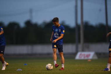 Buriram-Thailand-3Jun2019:Theerathon bunmathan player of thailand in action during training before tournament king cup 2019 at buriram academ