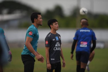 Buriram-Thailand-6 Jun 2019: Picha uttra Player of Thailand in action during training before match again India at camp buriram united, thailand