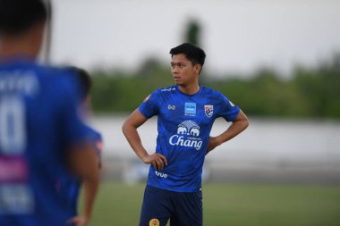 Buriram-Thailand-3Jun2019:Pansa hemviboon player of thailand in action during training before tournament king cup 2019 at buriram academ