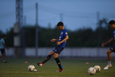 Buriram-Thailand-3Jun2019:Supachai jaided player of thailand in action during training before tournament king cup 2019 at buriram academ