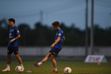Buriram-Thailand-3Jun2019:Theerathon bunmathan player of thailand in action during training before tournament king cup 2019 at buriram academ
