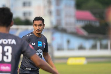 Buriram-Thailand-6 Jun 2019: Adisorn promrak Player of Thailand in action during training before match again India at camp buriram united, thailand