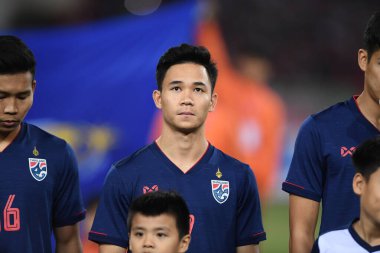 Hanoi-Vietnam-19Nov2019:Supachok sarachart Player of thailand during fifa world cup qatar 2022 against Vietnam at My dinh stadium,Vietnam