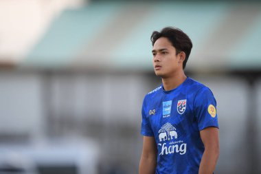 Buriram-Thailand-3Jun2019:Peerapat notechaiya player of thailand in action during training before tournament king cup 2019 at buriram academ