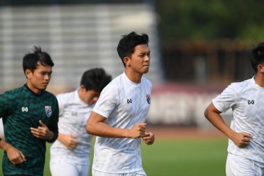 Bangkok-Thailand- Mar 18 2019: Pansa hemviboon Player of Thailand in action during training before FIFA day at boonyajinda stadium, Thailand