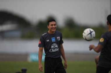 Buriram-Thailand-6 Jun 2019: Suphan thongsong Player of Thailand in action during training before match again India at camp buriram united, thailand
