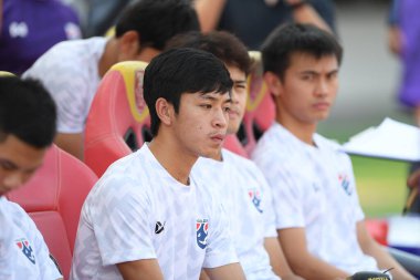 Bangkok-Thailand-Mar18,2019:Picha uttra Player of thailand in action during training before fifa day at boonyajinda stadium,thailand