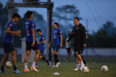 Buriram-Thailand-3Jun2019:Suphan thongsong player of thailand in action during training before tournament king cup 2019 at buriram academ