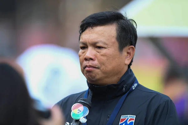 Bangkok Thailand Mar 2019 Sirisak Yodyadthai Head Coach Thailand Action — стокове фото