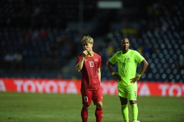 Buriram, Tayland - 8 Haziran. 2019: Nguyn Cng Phng # 10 Vietnam Oyuncusu Kings Cup final maçı sırasında Chang Arena, Buriram, Tayland 'da Curacao' ya karşı