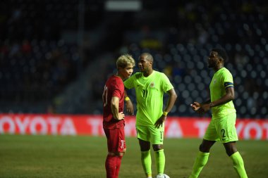 Buriram, Tayland - 8 Haziran. 2019: Nguyn Cng Phng # 10 Vietnam Oyuncusu Kings Cup final maçı sırasında Chang Arena, Buriram, Tayland 'da Curacao' ya karşı
