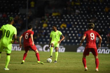 Buriram, Tayland - 8 Haziran 2019: Rhu-Endly Aurelio Jean-Carlo Martina # 2 Curacao oyuncusu Kings Cup final maçı sırasında Chang Arena, Buriram, Tayland