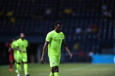 Buriram, Tayland - 8 Haziran 2019: Rhu-Endly Aurelio Jean-Carlo Martina # 2 Curacao oyuncusu Kings Cup final maçı sırasında Chang Arena, Buriram, Tayland