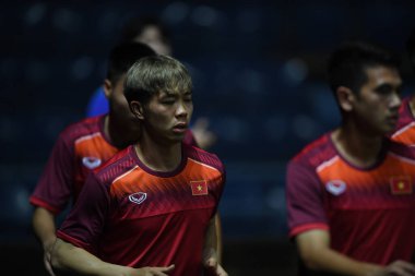 Buriram, Tayland - 3 Haziran 2019: Nguyn Cng Phng # 10 Vietnam oyuncusu turnuvanın King Cup 2019 'u öncesinde Chang Arena, Buriram, Tayland