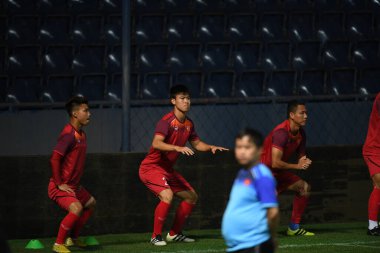 Buriram, Tayland - 3 Haziran 2019: Duy Mnh # 2 Vietnam Turnuva Kralı Kupası 2019 öncesinde Chang Arena, Buriram, Tayland